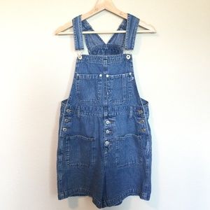 Vintage Blue Jean Overalls Shorts High Waisted
